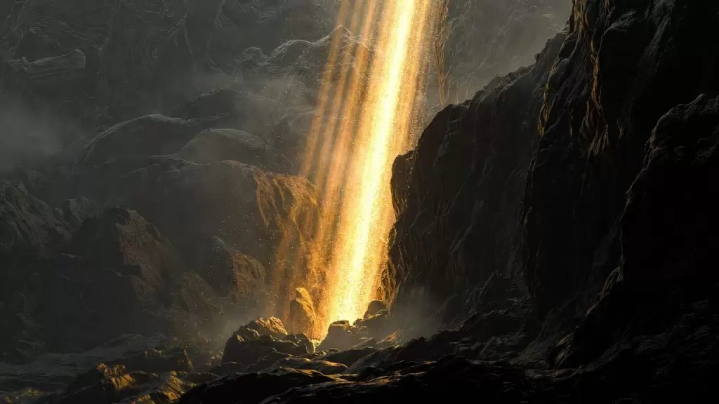 Glowing light emerging from darkness illustrating contrast in design